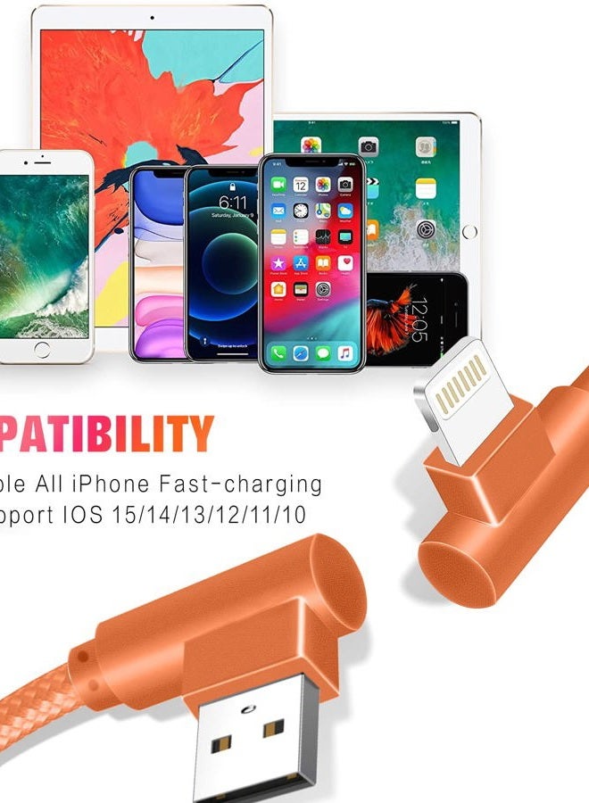Exeric iPhone Charger, 3 Packs 10FT 90 Degree Charging Cable MFi Certified USB Lightning Cable Nylon Braided Fast Charging Cord Compatible for iPhone 13/12/11/X/Max/8/7/6/6S/5/5S/SE/Plus/iPad (10FT) - Image 4